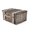 Large Grey Wicker Picnic Baskets For 2 With Cooler Compartment/Cutlery Set for 2/ Plates