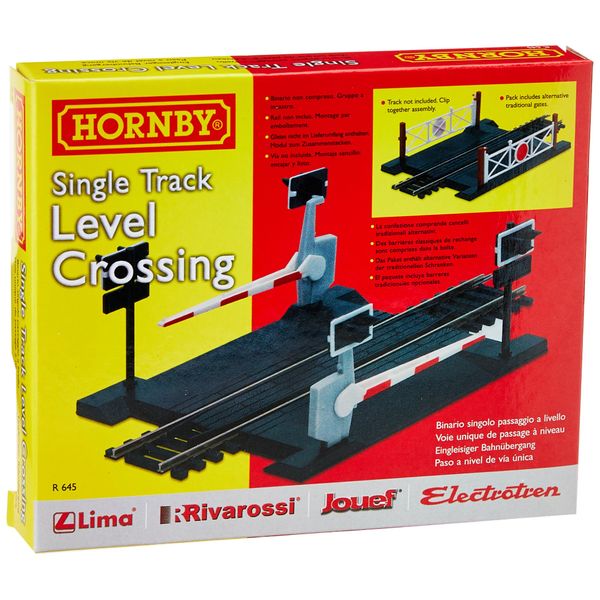 Hornby R646 OO Gauge Level Crossing Single Track - Extra Track Pieces for Model Railway Sets, Model Train Track Pieces - Scale 1:76, Black