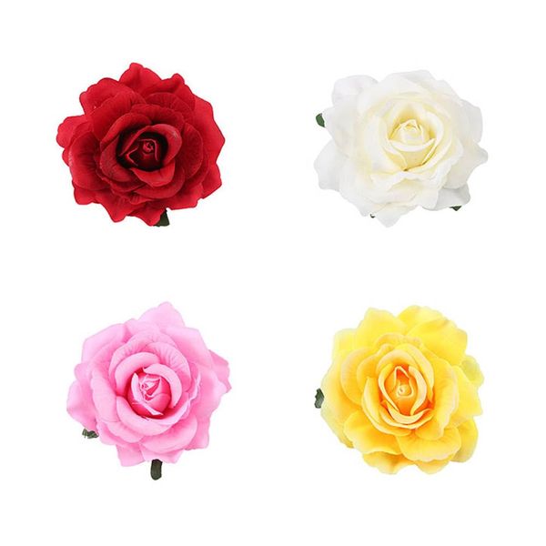 Pokinge 4Pcs Simulated Rose Hairpin Blossom Bridal Flower Hairpin Clip Floral Brooch Pin Women Hair Accessories Bridal Rose Brooch For Wedding