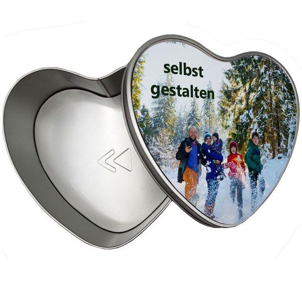 Herz Dose mit Foto Keksdose selbst gestalten für Plätzchen oder Süßes