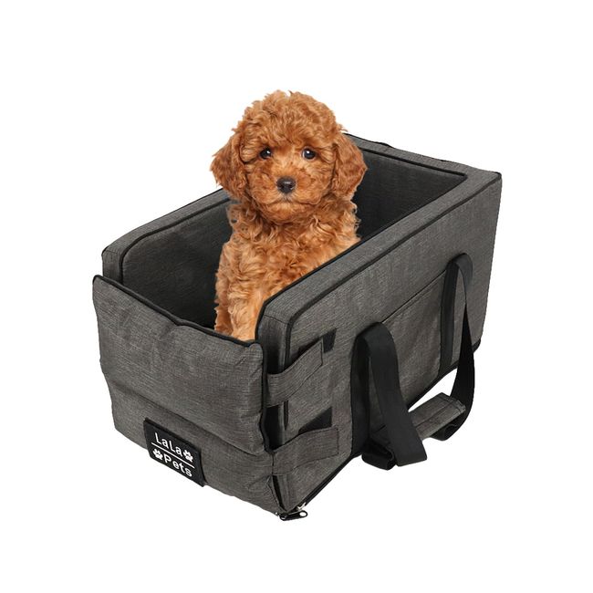 LaLa-PetsPet Supplies Drive Box, Drive Bed, Bottom Plate Included, Small Dog, Pet Carrier (Gray)