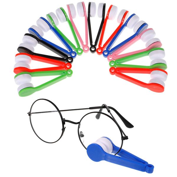 FRIUSATE 12 Pcs Glasses Cleaner,Glasses Cleaning Clips Eyeglass Lens Cleaner Microfiber Spectacles Soft Brush