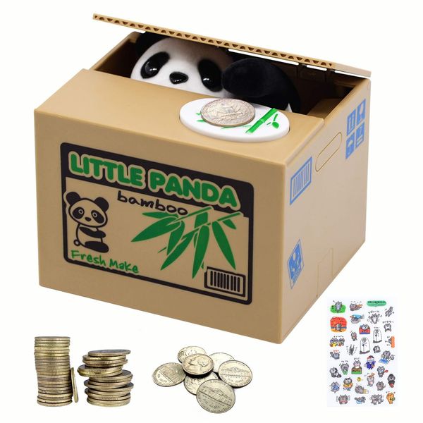 Electronic Panda Money Box for Children and Adults - Money Box with Pandas Paw for Coins - Funny Piggy Bank for Small Change - Small Electrical Savings Bank - Money Box - Panda Money Box