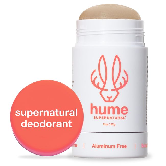 Hume Supernatural Natural Deodorant Aluminum Free for Women & Men, Natural Ingredients, Probiotic, Plant Based, Baking Soda Free, Aloe, & Cactus Flower, Anti Sweat, Stain & Odor – Wild Coral,1 Pack