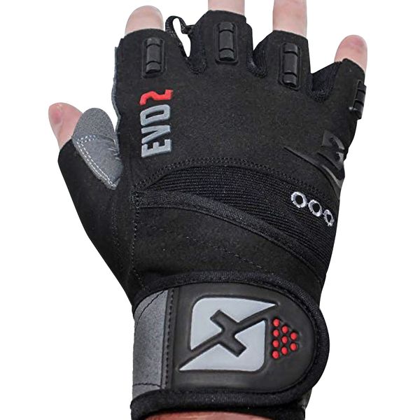 skott 2019 Evo 2 Weightlifting Gloves with Integrated Wrist Wrap Support-Double Stitching for Extra Durability-Get Ripped with The Best Body Building Fitness and Exercise Accessories (Large)