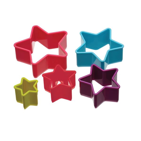 Colourworks CWCUTSTAR KitchenCraft Set of 5 Plastic Star Shaped Cookie Cutters