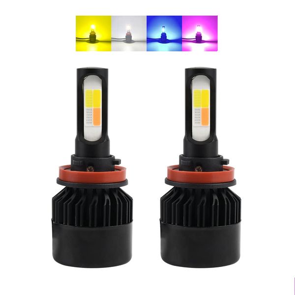 Catland Car LED Fog Lamp, H8, H9, H11, H16, Fog LED Bulb, Yellow, White, Blue, Pink, 4 Color Switching, Fog Light, Headlight, General Purpose, LED Light, Yellow, 3000K, White, 6000K, Blue, Fog Bulb,