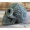STONE GARDEN LARGE FLOWER SKULL GOTHIC HUMAN HEAD ORNAMENT STATUE