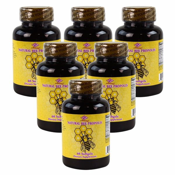 6 x Natural Bee Propolis 500mg 60 Softgels