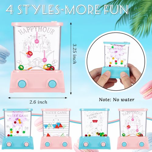 Gejoy 4 Pieces Water Games Handheld Stocking Stuffers for Kids Mini Waterful Ring Toss Retro Pastime Toys Car Games Christmas Party Favor for Kids Adults Gifts(Elegant Style)