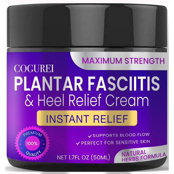 Cogurei Plantar Fasciitis Relief Cream - Effective Heel Relief Cream with Natural Herbal Concentrate Formula - Cogurei Brand in USA (1.7 Fl Oz), Purple