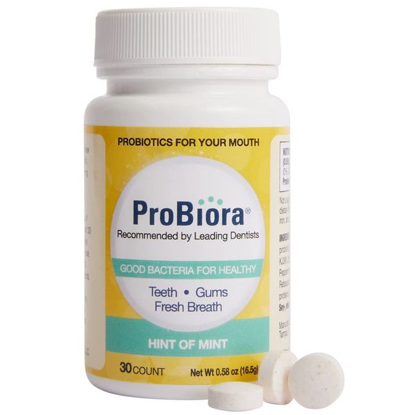 ProBiora Oral-Care Chewable Probiotic Tablets (Formerly ProBioraPlus) | Probiotic Supplement for Women & Men | Healthier Teeth & Gums | Fresher Breath | Whiter Teeth | Better Overall Health (Mint, 30 Count)