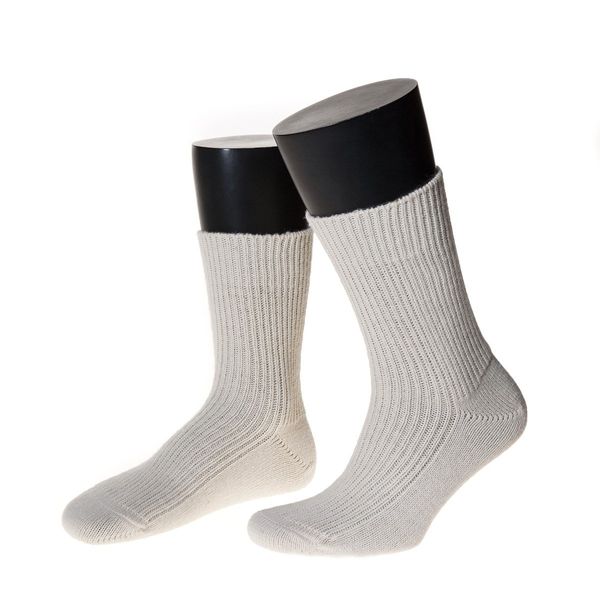 NORDPOL Damen- und Herrensocke aus 100% Schurwolle, kurz, 3 Paar, natur, Made in Germany, Gr. 42-44