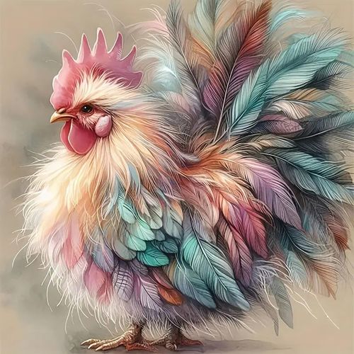 5D Diamond Art Kits for Adults Beginners Colorful Rooster，DIY Full Round Drill Diamond Painting Kits Cock,Chicken Paint by Diamonds Dots Gem Art Crystal Easy，Home Wall Decor 13.78X13.78 Inch