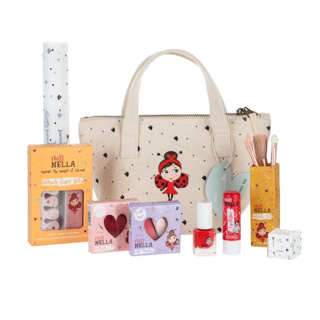 MISS NELLA Kids Bag of Glamorous Picks Makeup & Nail Polish Set Safe and Fun Gift - Hypoallergenic, Dermatologically Tested Kid-Friendly, Non-Toxic, Cosmetic Bag Included – Special Edition