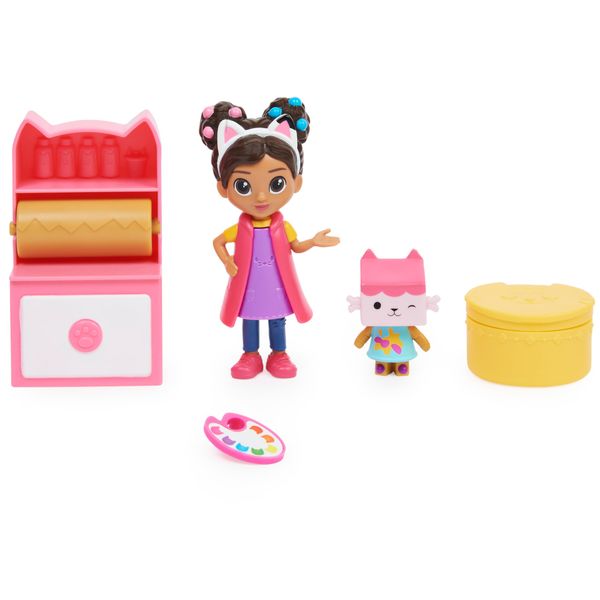 Gabby’s Dollhouse, Art Studio Set with 2 Toy Figures, 2 Accessories, Delivery and Furniture Piece, Kids’ Toys for Ages 3 and above