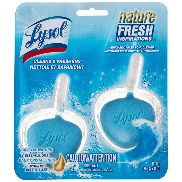 Lysol Automatic In-The-Bowl Toilet Cleaner, Cleans and Freshens Toilet Bowl, Atlantic Fresh Scent, 2 Count (Pack of 1)