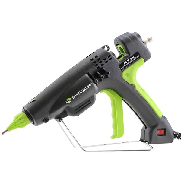 Surebonder 300 Watt Heavy Duty Hot Glue Gun, Adjusts 220F to 440F, Adjust Size of Glue Beads - Uses Full Size 7/16" Sticks, 3 Nozzle Tips Incl. (PRO9700A)