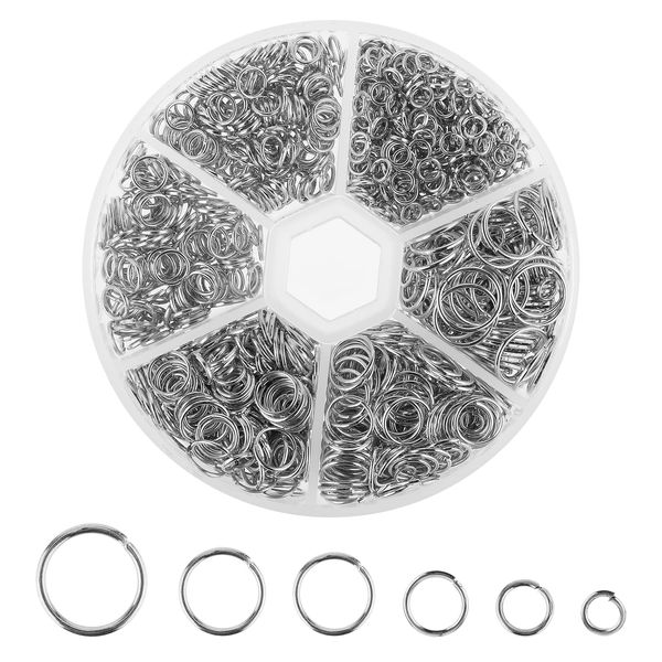 1500PCS Jump Rings, Open Jump Rings Metal O-Ring Connectors Jewellery Making Tools Stainless Steel Jump Rings or Jewelry Bracelet Keychains 4/5/6/7/8/10mm (Silver)