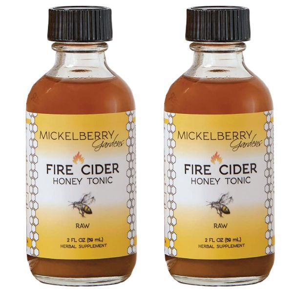 Fire Cider Apple Cider Vinegar Honey Tonic with Organic Turmeric Root, Ginger Root & Dandelion - Natural Digestive & Immune Support, 2 ounces (Pack of 2)