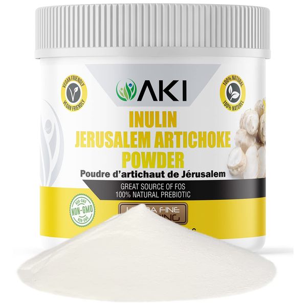 AKI Inulin Jerusalem Artichoke Powder (6oz/170g) Good in Fiber & Prebiotic, Ideal for Coffee, Smoothies, Juice & Other Meals | Vegan, Gluten-Free (Pack of 1)