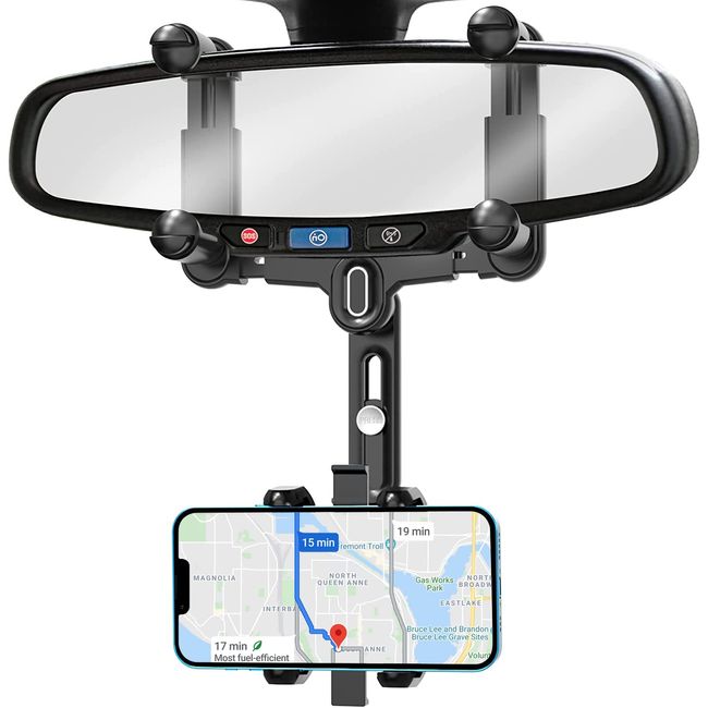 TOWYSOR Phone Holder Rear View Mirror Phone Holder Car Phone Mount,360 Degree Rotatable and Retractable Car Phone Holder Mount Rearview Mirror Phone Holder Car for All Cell Phones