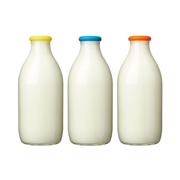 MOOPOPS - Mixed 3 pack of reusable silicone tops specifically designed to fit standard UK one pint glass milk bottles. Dishwasher and fridge safe. Don't toil with the foil, funk up your fridge!