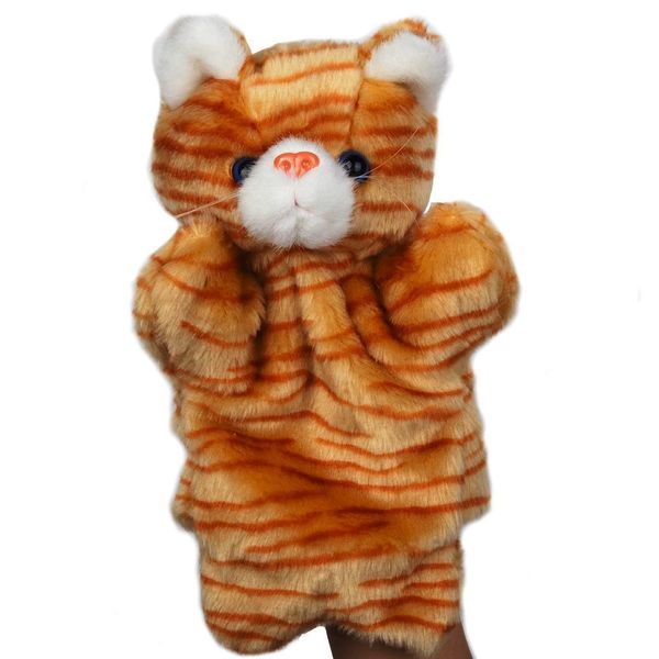 Tabby Cat Hand Puppets Kitten Plush Animal Toys Dolls for Kids Imaginative Pretend Play Storytelling