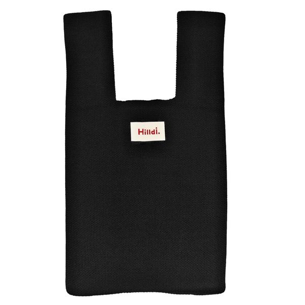 Giselle Women's Knit Tote Bag, Mini Tote, Mini Bag, Marche Back, Small Bag, Handbag, Size M: Logo Black / Logo Black