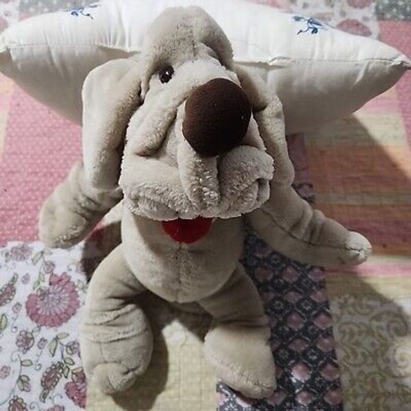 VTG Ganz Bros WRINKLES Tan Dog 18" Hand Puppet Plush 1981 Talking WORKS Tested