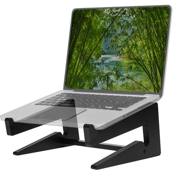 Konsol Laptop Ständer aus Holz, ergonomische universal Halterung für Notebook Erhöhung, kompatibel für 10-15 Zoll, Laptop Halterung Schreibtisch, vertikaler Laptop Stand (Schwarz)