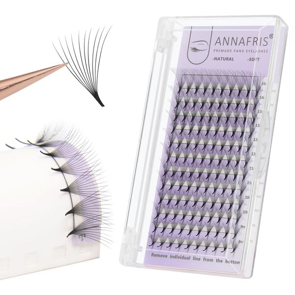 ANNAFRIS 14D Wimpern Extensions Volumen Wimpern 0.05mm C 9-13mm Premade Fan Lashes Vorgefächerter Wimpernverlängerung Russland Fertige Fächer Wimpern Cluster Eyelash(14D,0.05C,MIX9-13mm)