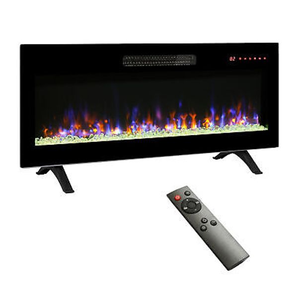 42 Inch Wall Mounted Electric Fireplace Remote Multi Color Flames Heater