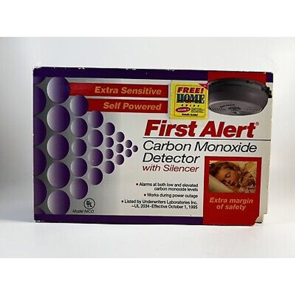 First Alert Carbon Monoxide Detector Self Powered Extra Sensitive With Silencer