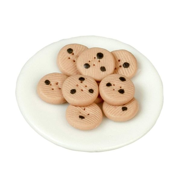 Town Square Miniatures Dollhouse Chocolate Chip Cookies on a Plate Christmas Dining Room Accessory