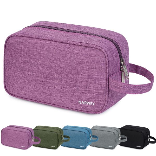 Narwey Travel Toiletry Wash Bag for Women Traveling Dopp Kit Makeup Bag Organizer for Toiletries Accessories Cosmetics (Purple)