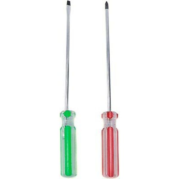 MY MIRONEY 2 Pieces Long Screwdriver Set, 0.12" x 4", Silver, Green, Red