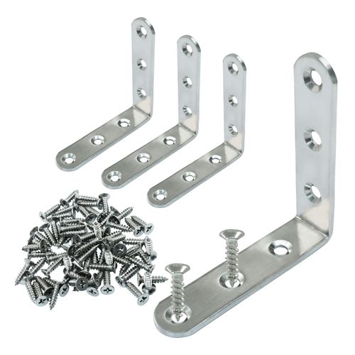 Waziaqoc 4PCS 3.1 x 3.1 Inch L Bracket, 80 x 80 mm Stainless Steel Heavy Duty Corner Brace, Shelf Support Corner Brace Joint Right Angle Bracket