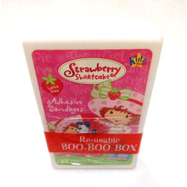 2003 Strawberry Shortcake Reuseable Boo-Boo Box 20 Adhesive Bandages Kidz Health