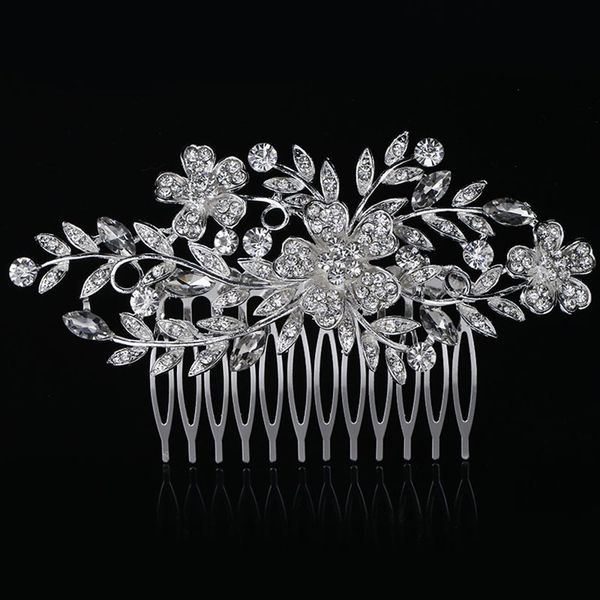 Txian Wedding Bridal Flower Crystal Rhinestones Hair Comb Clip (Leaves)