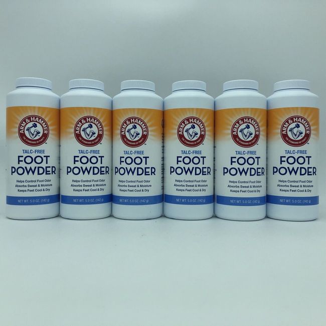 Lot of 6 Arm & Hammer Talc-Free Foot Powder Odor Control Corn Starch 5.0 oz Ea