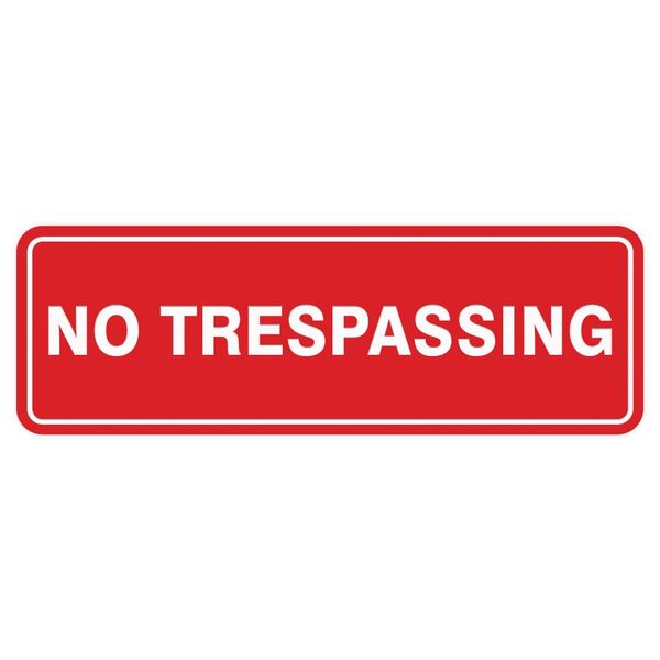 Standard NO TRESPASSING Door/Wall Sign -Red - Small 1 Pack