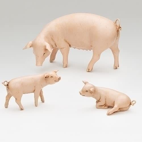 Fontanini by Roman, Pig Family 3-Piece Set, 7.5" Collection, Nativity Figures, Made in Italy