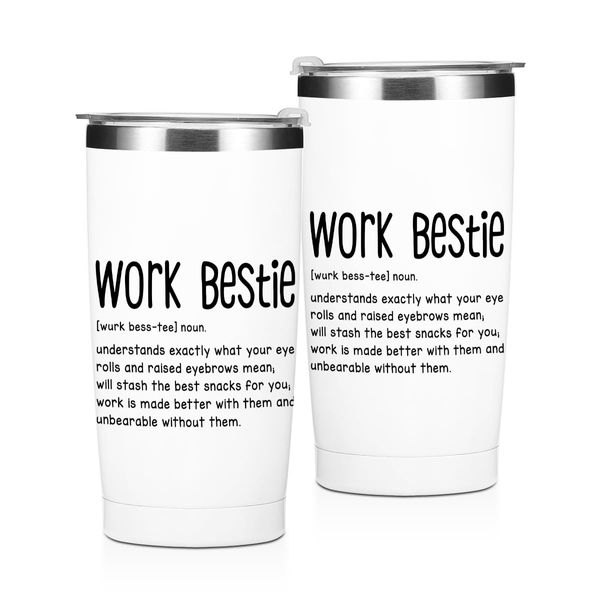 Work Besties Gifts for Women 20 oz Insulated Tumbler Coffee Mug Travel Mug Thermal Cup Going Away Gift Farewell Gifts Friendship Gifts for Women Boss Best Friend Water Bottle Leak Proof Tumblers