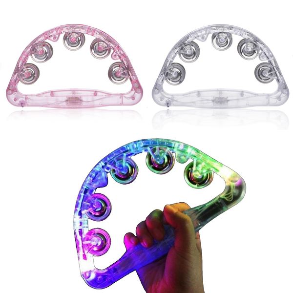 Set of 2 LED Tambourine Karaoke Events Luminous Tambourine Lifter Toy Flashing Flashing Instrument Tambourine Instrument Bell Instrument Cheering Taiko