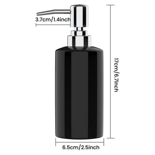 Nuscen Black Ceramic Soap Dispenser -250ml Square Hand Wash Pump for Luxurious Bathrooms, Kitchens, and Hotels | Elegant Shampoo Lotion Bottle | Sleek Design, Easy Dispensing | Modern Living Spaces