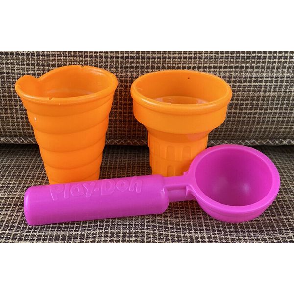 1991 Play-Doh PINK ICE CREAM SCOOP & 2 CONES Silly Scoops Vintage Kenner Toy