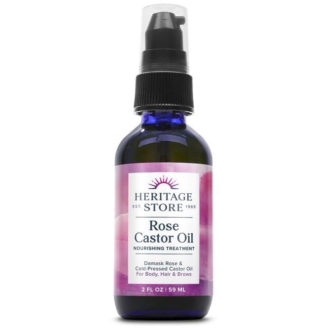 HERITAGE STORE Rose Castor Oil Serum, Oil, Rose (Btl-Glass) | 2oz