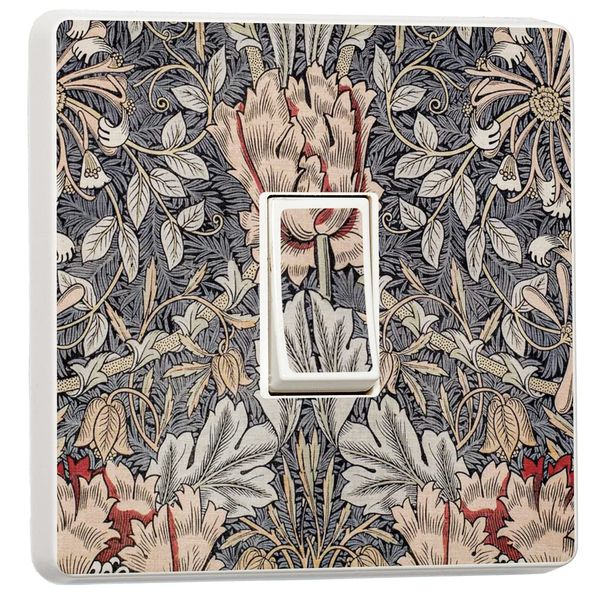 stika.co Pack of 2 William Morris Art Print, Vintage Honeysuckle Design for Single Light Switch Cover Vinyl Sticker (Single Switch)