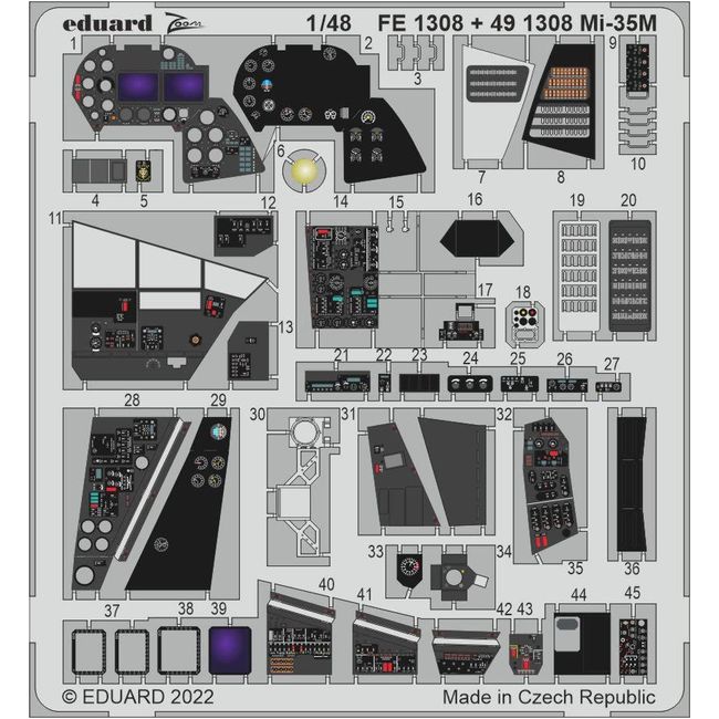 Eduard 1/48 Zoom Series Mill Mi-35M Hind Etched Part (for Zvezda) Plastic Model Parts EDUFE1308